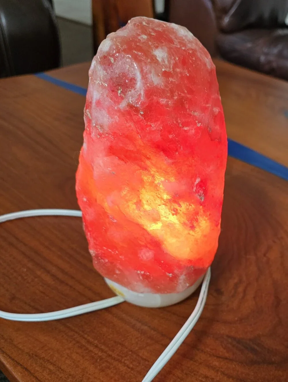 Red Himalayan Salt Lamp on An Onyx Marble Base  9 Inches Long